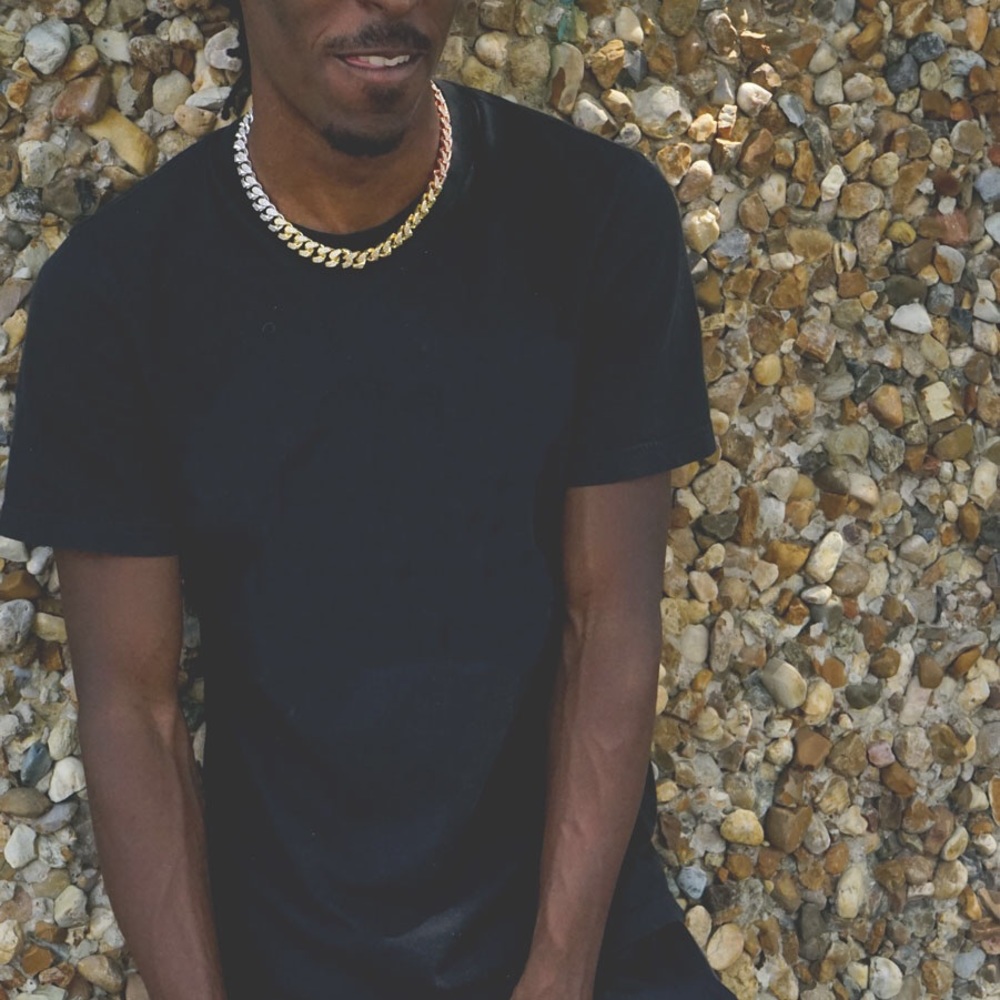 3 tones tricolor iced out Cuban link chain set